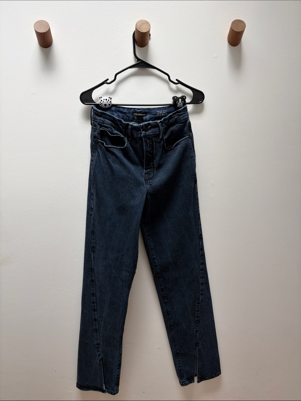 Good American Straight Leg “Good Boy” Jeans in Dark Blue